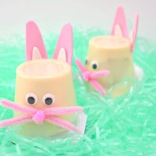 If you’re looking for a cute, simple, inexpensive craft for Easter, these Easter bunny pudding cups are perfect!