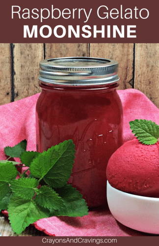 An easy homemade moonshine recipe with Everclear, raspberries, sugar, mint, and vanilla.  This sweet and refreshing Raspberry Gelato Moonshine is a delicious fruit flavored moonshine recipe that can be enjoyed on its own or mixed to make a cocktail.