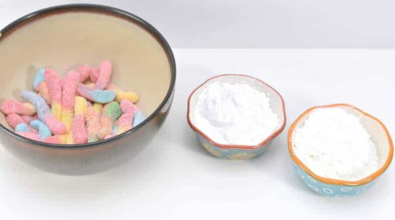 See how we made this homemade edible silly putty out of gummy worms, cornstarch and sugar, with step-by-step instructions and photos!