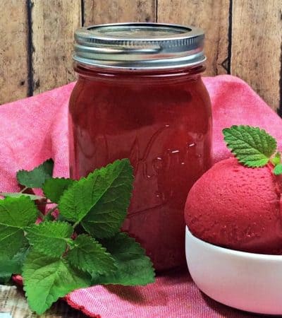 An easy homemade moonshine recipe with Everclear, raspberries, sugar, mint, and vanilla.  This sweet and refreshing Raspberry Gelato Moonshine is a great fruit flavored moonshine recipe that can be enjoyed on its own or mixed to make a cocktail.