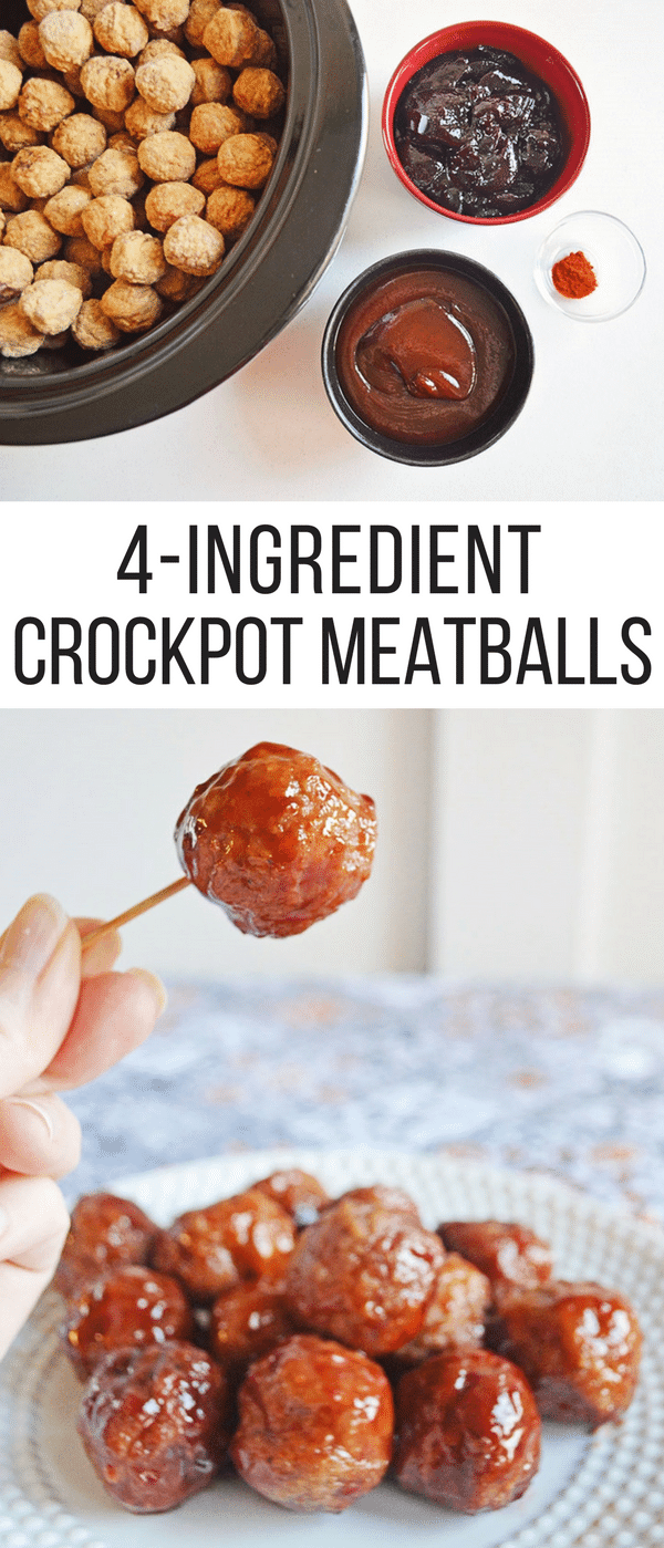 4 ingredient crockpot meatballs pin.