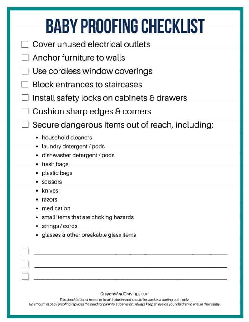 Baby proof your home with the help of this printable baby proofing checklist. 