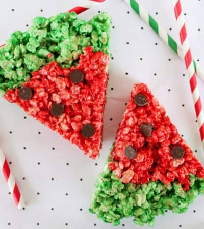 Watermelon Rice Krispies Treats are a fun and easy to make no-bake kids treat perfect for all your summer BBQs and birthday parties.