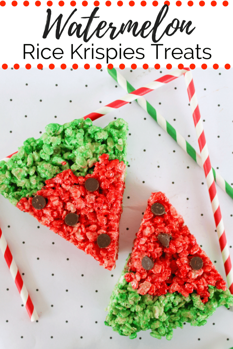 Watermelon Rice Krispies Treats are a fun and easy to make no-bake kids treat perfect for all your summer BBQs and birthday parties.