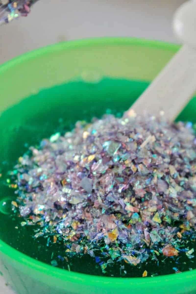 This borax-free sparkly mermaid slime is an easy DIY kids activity perfect for a mermaid party!