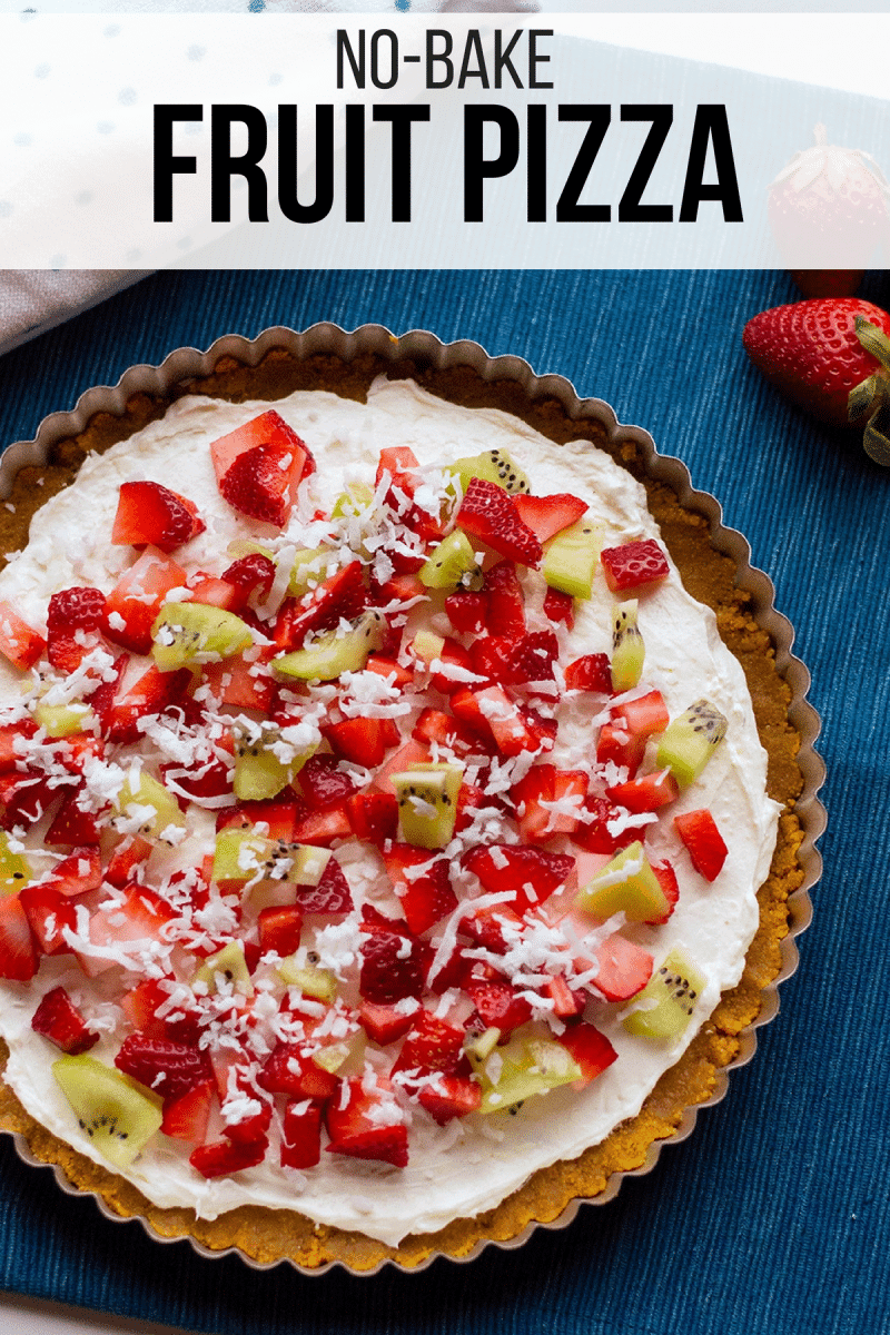 With cream cheese and fresh fruit on top of a homemade graham cracker crust, this no-bake fruit pizza recipe makes a perfect summer dessert. 