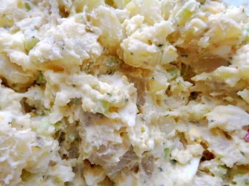 A creamy old fashioned potato salad recipe great for potlucks and summer barbecues. This class side dish is made using mayonnaise, hard boiled eggs, sweet relish, celery, sweet onion, and spices.