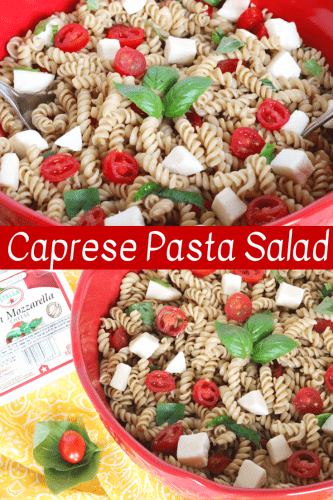 Made with fresh mozzarella, tomatoes, basil, and tossed in a balsamic vinaigrette; Caprese Pasta Salad is the perfect summer side dish for barbecues, potlucks, or picnics.