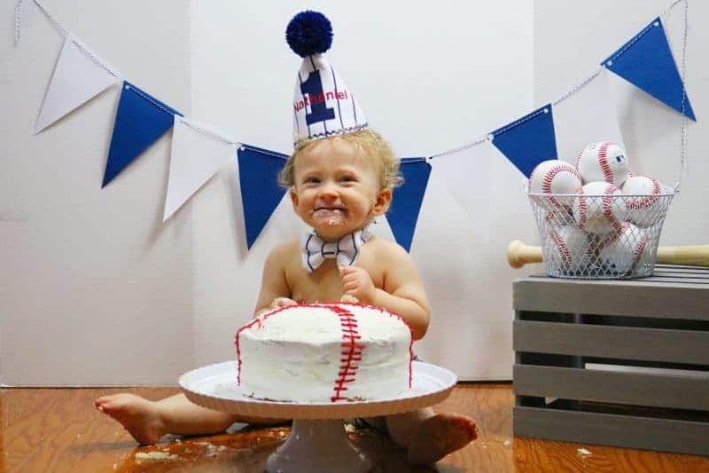 Baseball Themed Cake Smash for First Birthday