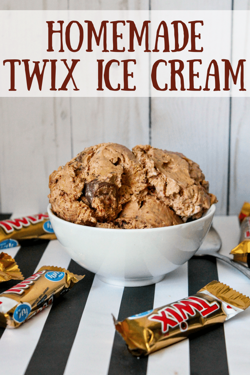 Creamy homemade chocolate twix ice cream is an easy to make indulging frozen treat perfect for summer or anytime of the year.