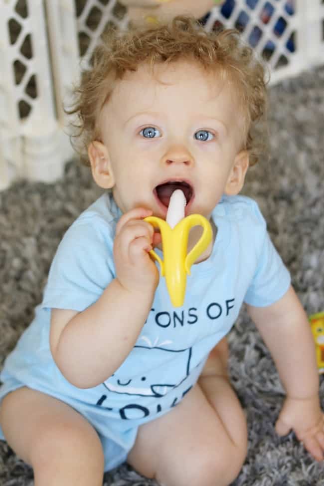 Baby with Banana Toothbrush