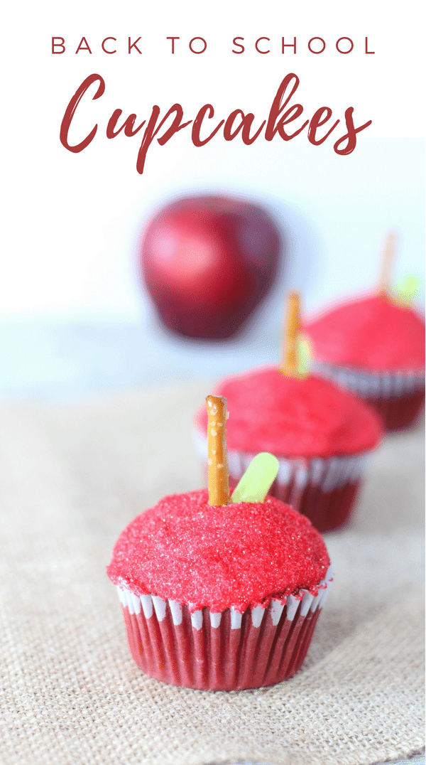 These easy-to-make apple cupcakes are a fun back to school treat that the kids and teachers will enjoy on the first day of school.