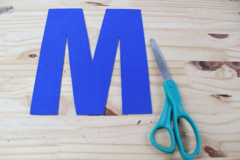 Cut out the letter M from the craft foam