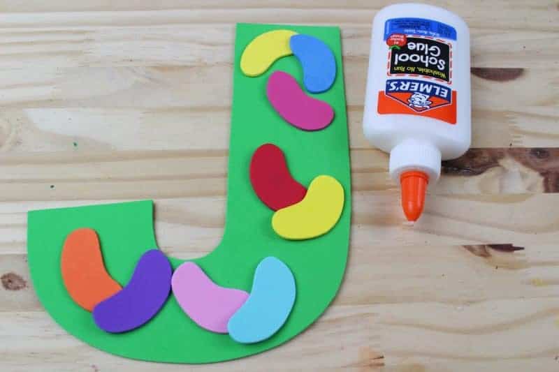 Glue Jellybeans to the letter J