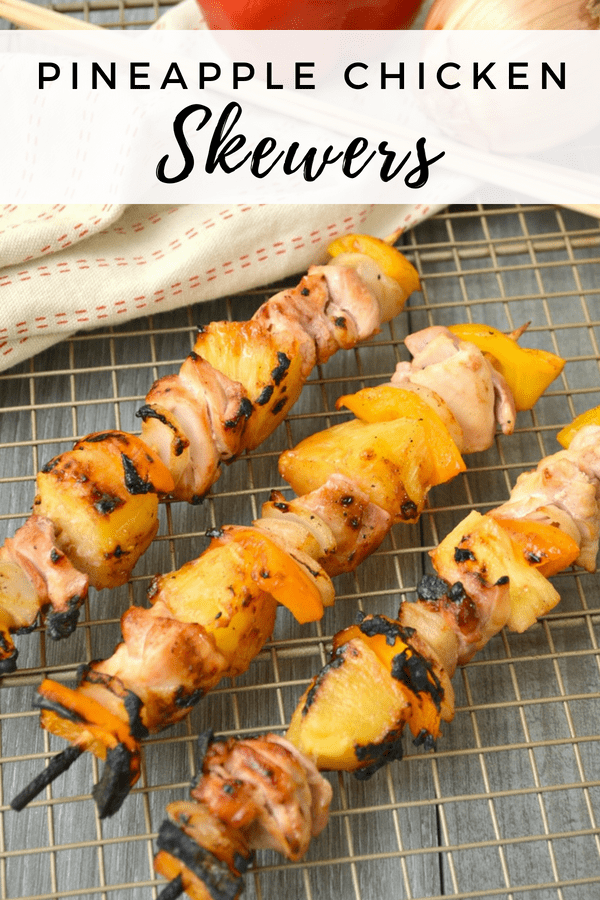 Grilled pineapple chicken skewers with a sweet and tangy polynesian glaze are a perfect for an easy family dinner option or for serving at your next BBQ.