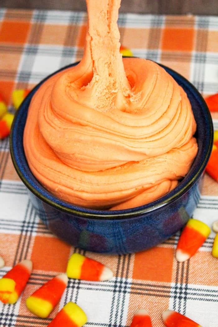 Celebrate Halloween with a batch of fun and taste-safe candy corn slime, made with actual candy corn!