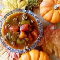 A savory Fall slow cooker Pumpkin chilli recipe perfect for warming your bones up on a cool evening.