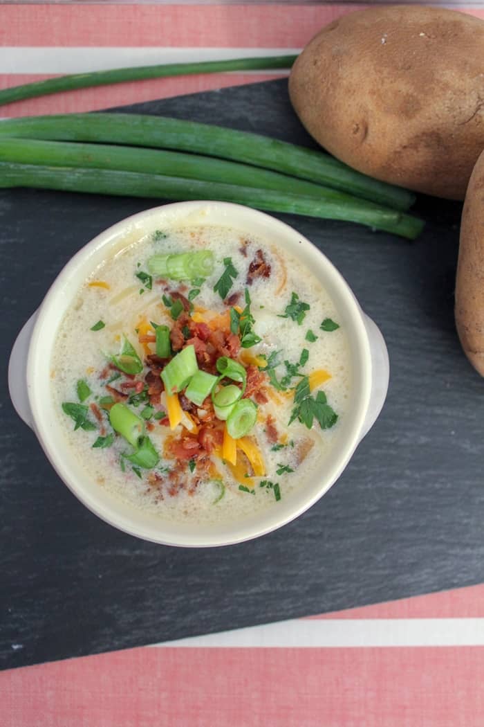 This quick and easy instant pot potato soup recipe makes a warm and hearty meal that the entire family will love.
