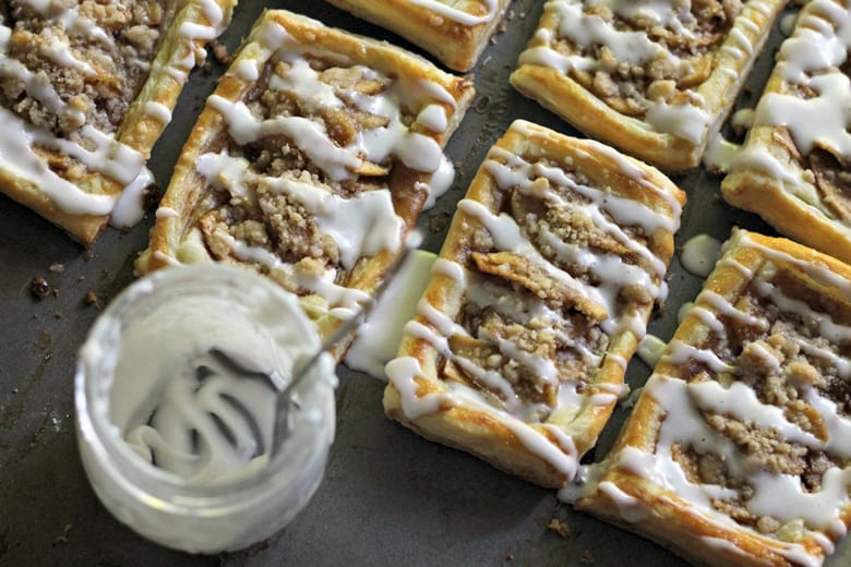 Apple Danishes drizzled with icing