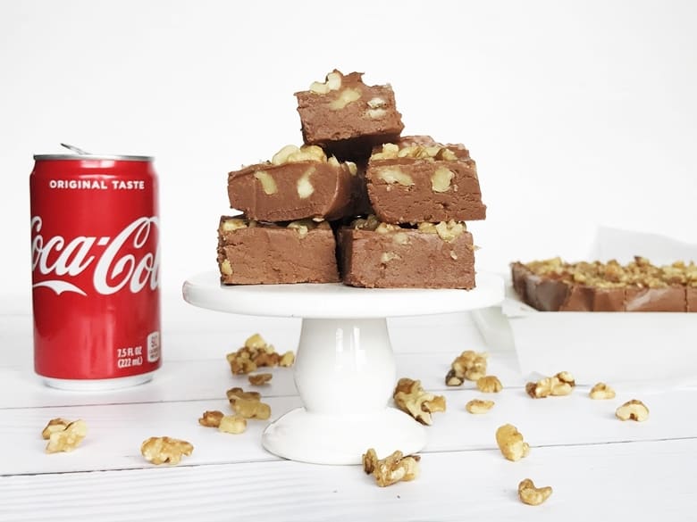 Rich and chocolatey Coca-Cola® Fudge with Walnuts is made using real Coca-Cola®, giving it a great kick of Coca-Cola® taste.