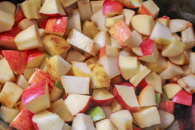 apples and pears chopped into bite size pieces