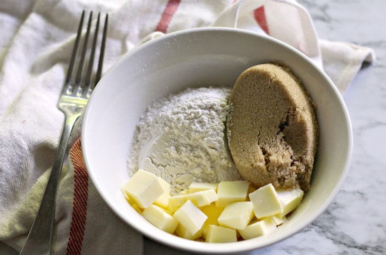 Bowl ish brown sugar, flour, and butter