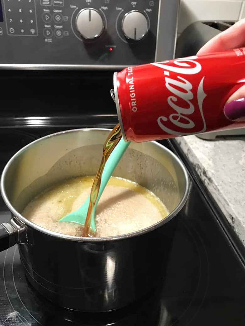 Pouring Coca-Cola into Fudge