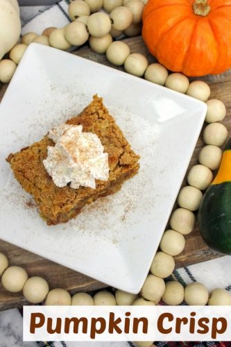 Warm and full of Fall flavors - once you try this easy pumpkin crisp recipe it will become your go-to dessert of the season.