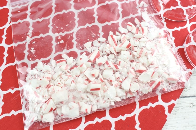 Broken candy cane bits for bath bombs