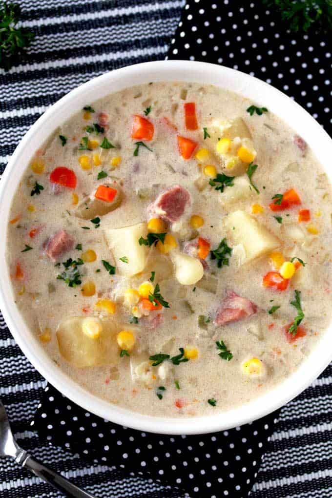Slow Cooker Ham and Potato Soup from Lemon Blossoms