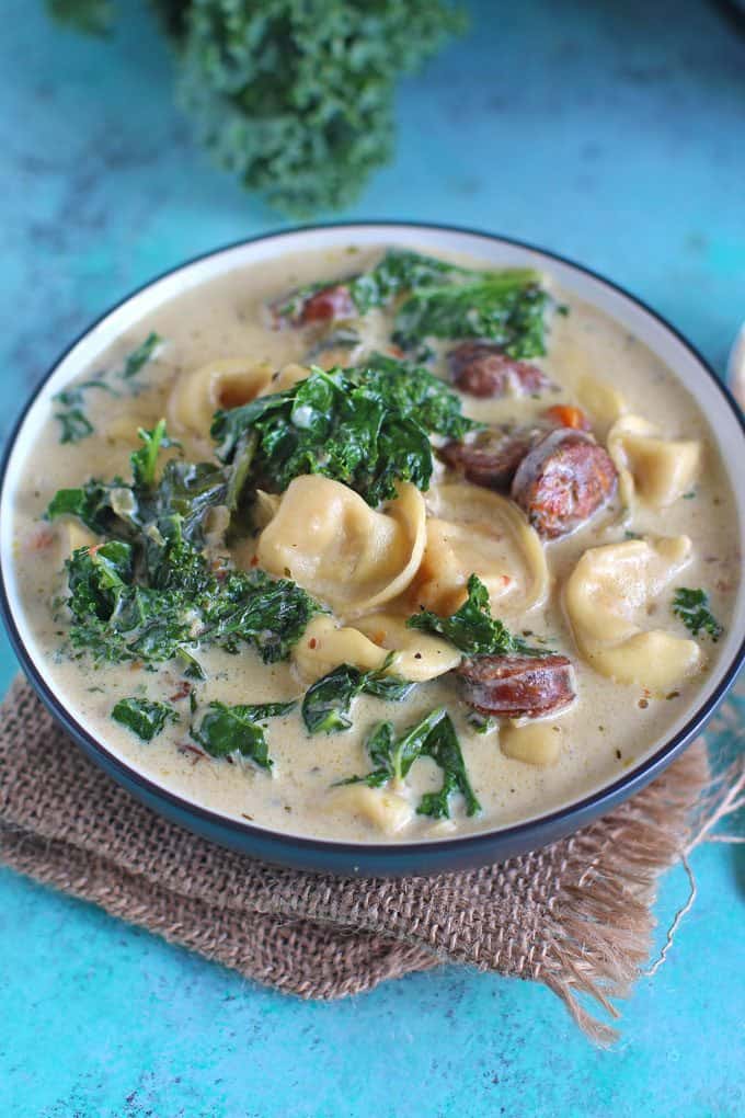 Creamy Slow Cooker Tortellini Soup from Sweet & Savory Meals