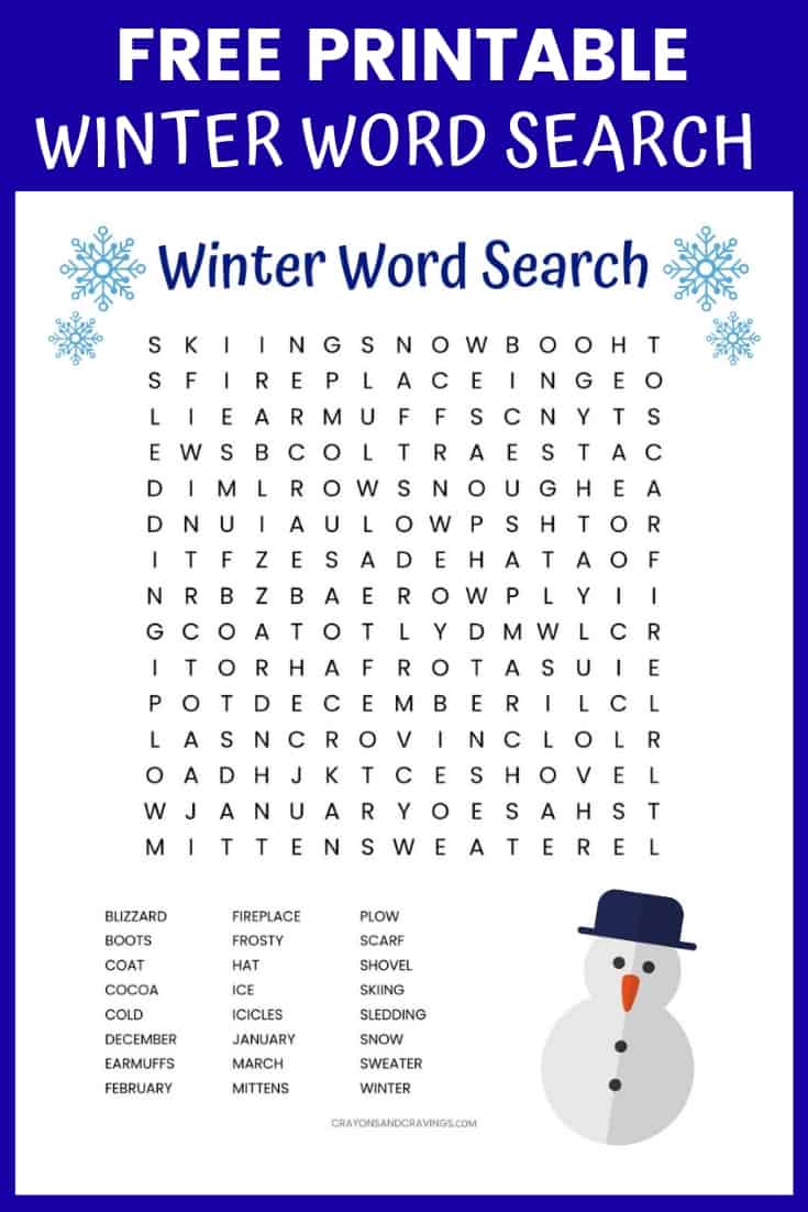 Winter word search printable worksheet with 24 Winter themed vocabulary words. Download and print for the classroom or as a fun activity at home.