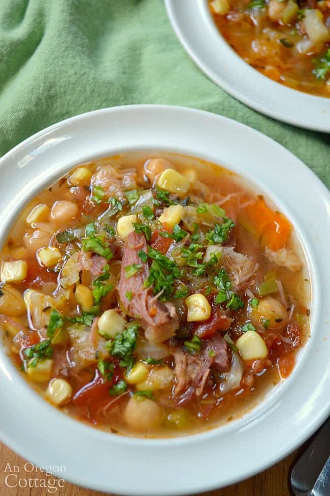 Harvest Vegetable Ham Bone Soup from An Oregon Cottage