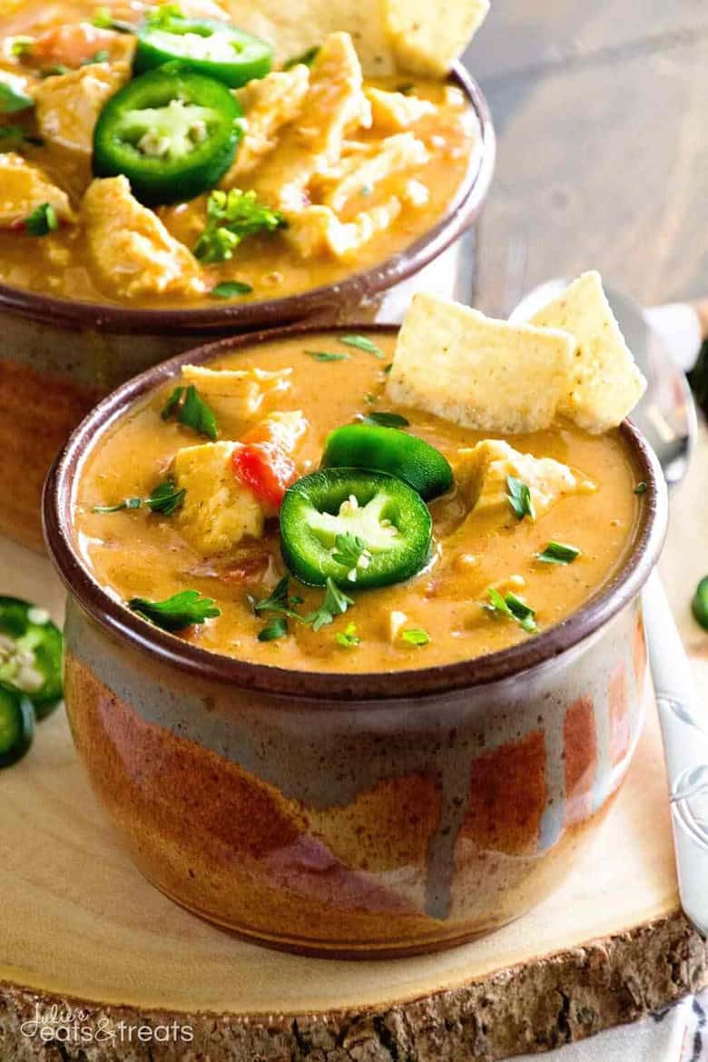 Slow Cooker King Ranch Chicken Soup - Julie's Eats and Treats