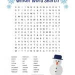 Winter word search printable worksheet with 24 Winter themed vocabulary words. Download and print for the classroom or as a fun activity at home.