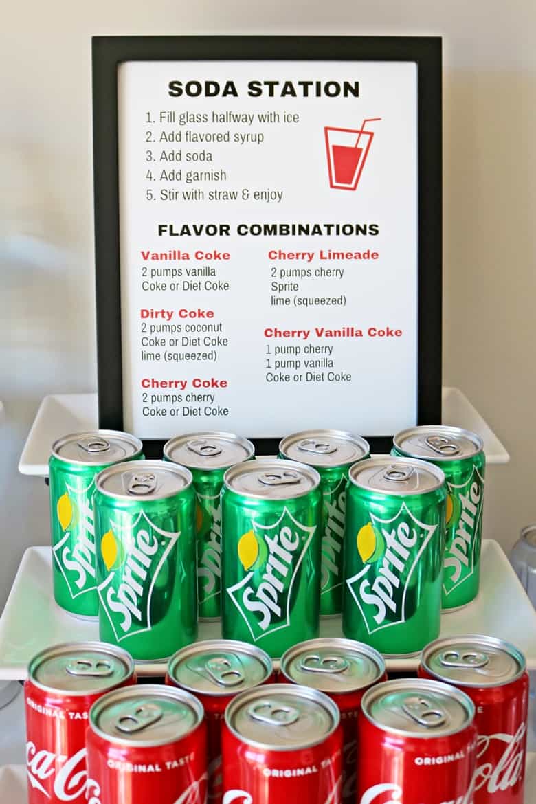 Soda Station Sign with directions and flavor combinations