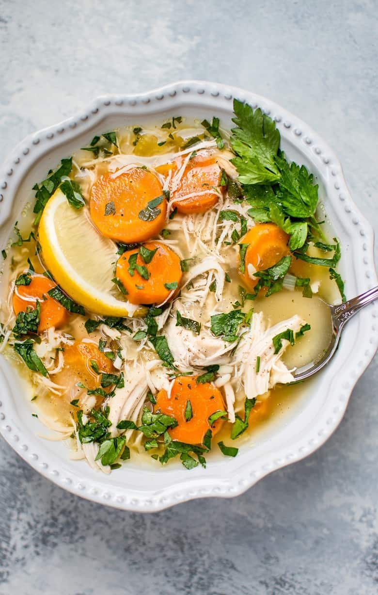 Crockpot Lemon Chicken Orzo Soup from Salt & Lavender