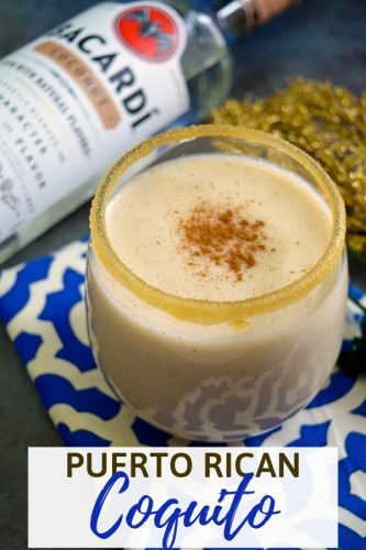A rich and creamy, no-egg, coquito recipe made with rum and coconut milk.