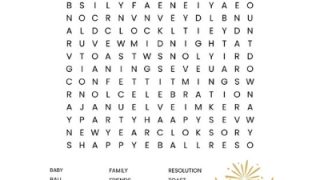New Year's Eve Word Search Free printable worksheet with 18 New Year's themed vocabulary words. A fun word find activity for kids and adults alike!