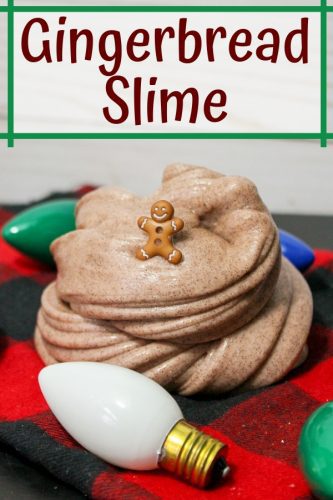 A gingerbread slime recipe for Christmas sensory play! This easy borax-free slime is a perfect kids activity for home or preschool.
