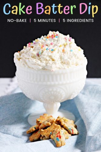 Cake batter dip is a delicious, no-bake, dessert dip made using real funfetti cake mix for an authentic cake batter flavor.