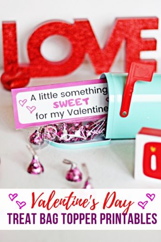 Use these free printable "A little something sweet" Valentine's Day treat bag toppers to make easy and affordable homemade Valentines.