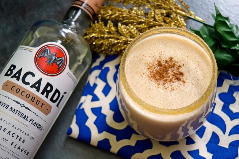 A rich and creamy, no-egg, coquito recipe made with rum and coconut milk.