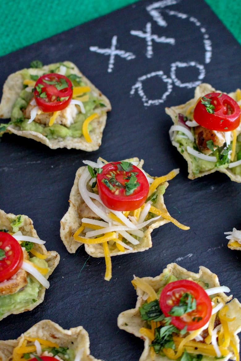 Tasty chicken nacho bites are a quick and easy finger food for parties or game day snacking.