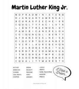 Martin Luther King Jr. Word Search Free Printable