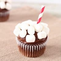 Turn a boxed Devil's Food Cake Mix, store bought icing, and mini marshmallows into fun hot chocolate cupcakes with this easy recipe.