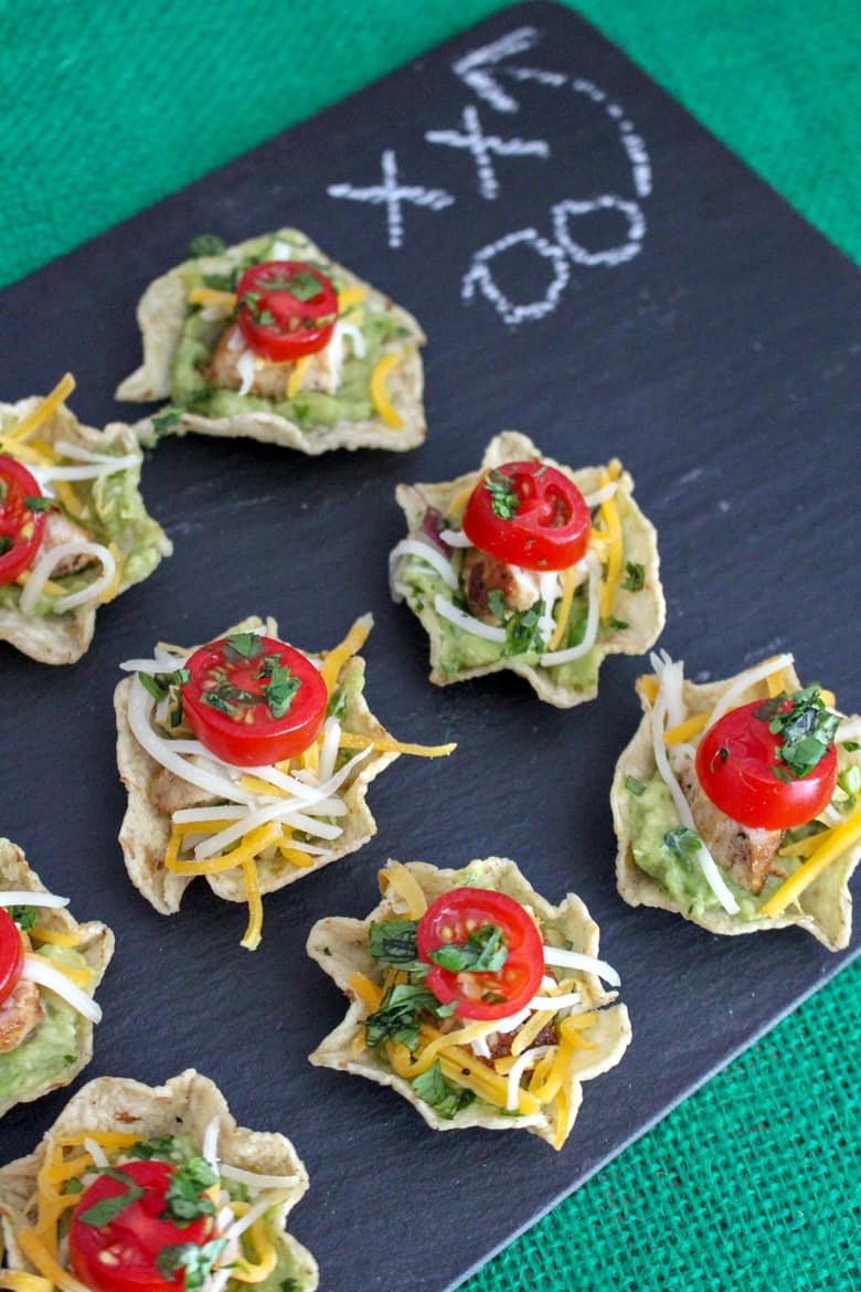 Tasty chicken nacho bites are a quick and easy finger food for parties or game day snacking.