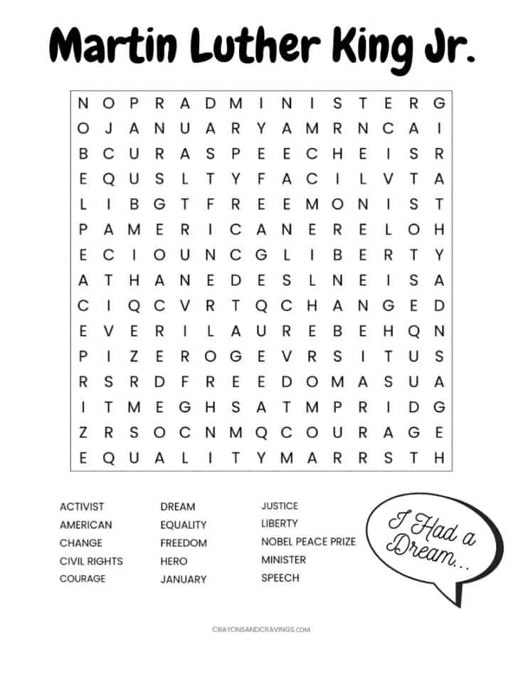 Martin Luther King Jr FREE Printable Word Search Worksheet martin-luther-king-jr-free-printable-word-search-worksheet