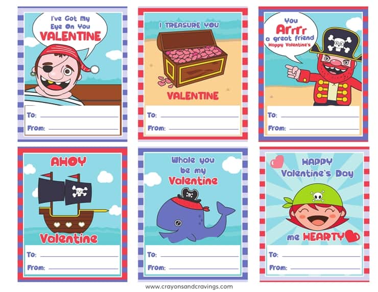 These free pirate valentines printables are packed with funny pirate puns and are sure to make great last minute Valentines for the kids class.