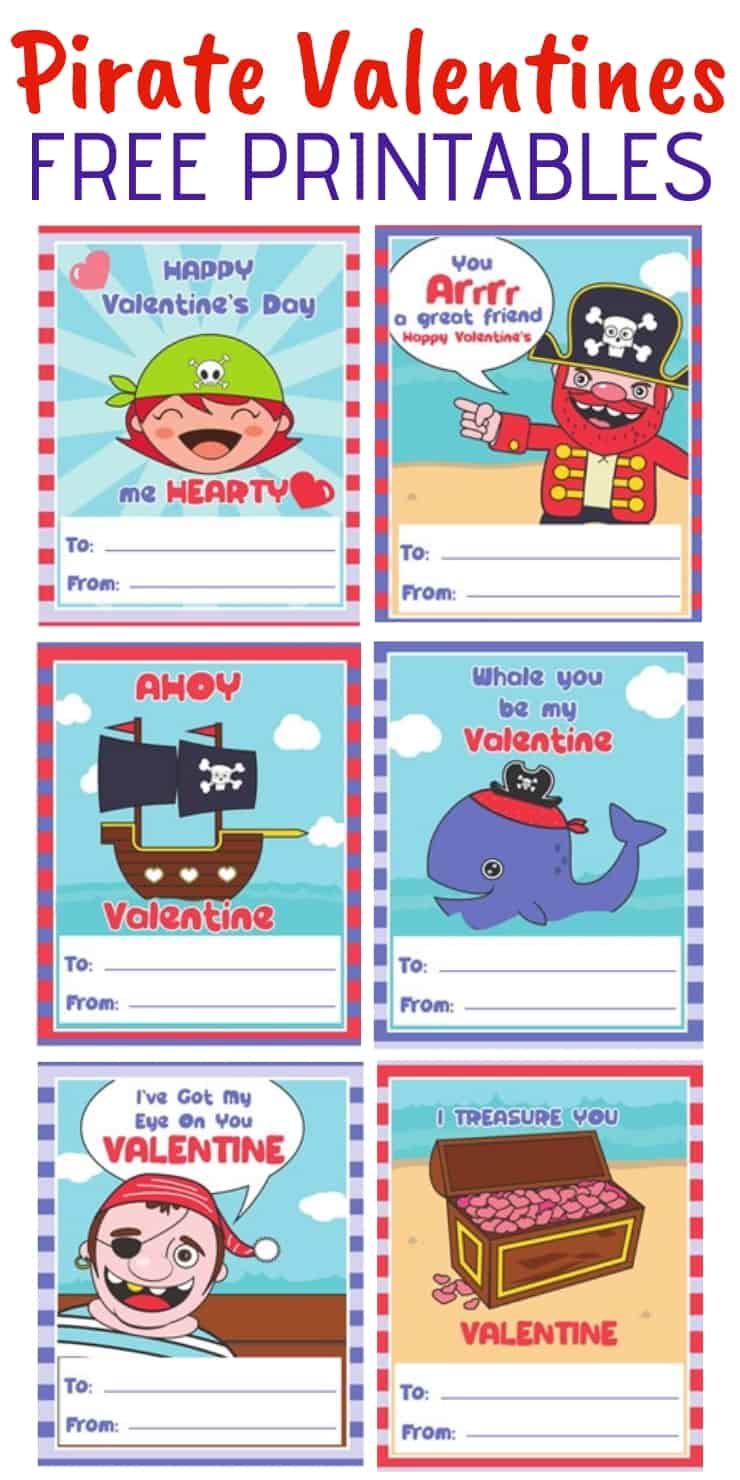 These free pirate valentines printables are packed with funny pirate puns and are sure to make great last minute Valentines for the kids class.
